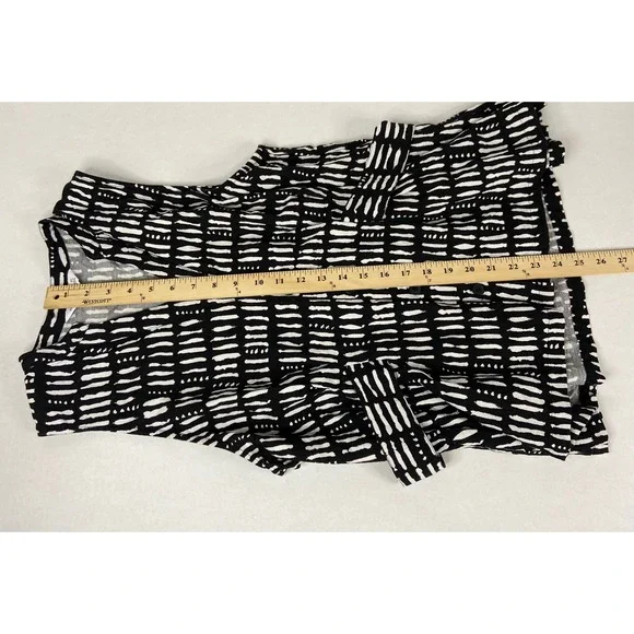 Nine West Womens XL Black White Abstract Dash Print Sleeveless Button Front Top - Picture 7 of 9